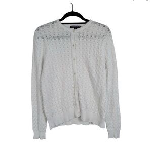 Brooks Brothers White Lace Knit Cardigan